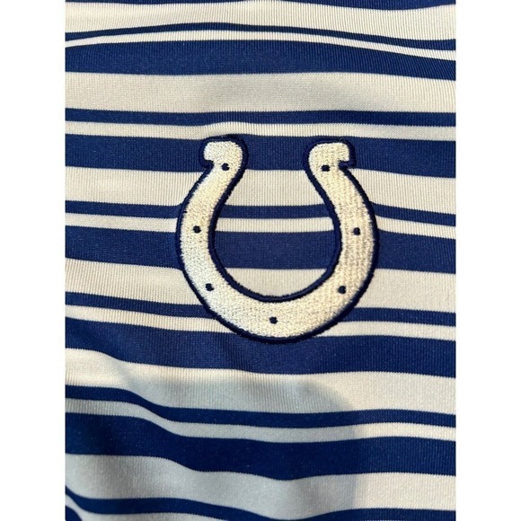 Indianapolis Colts NFL Team Apparel Cool Polo Shirt - Blue, White Striped Size L - Picture 12 of 15